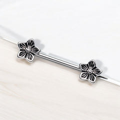 14G Antique Silver Heirloom Flowers Nipple Barbells. Nipple Piercings. Nipple Rings. Nipple Jewelry.