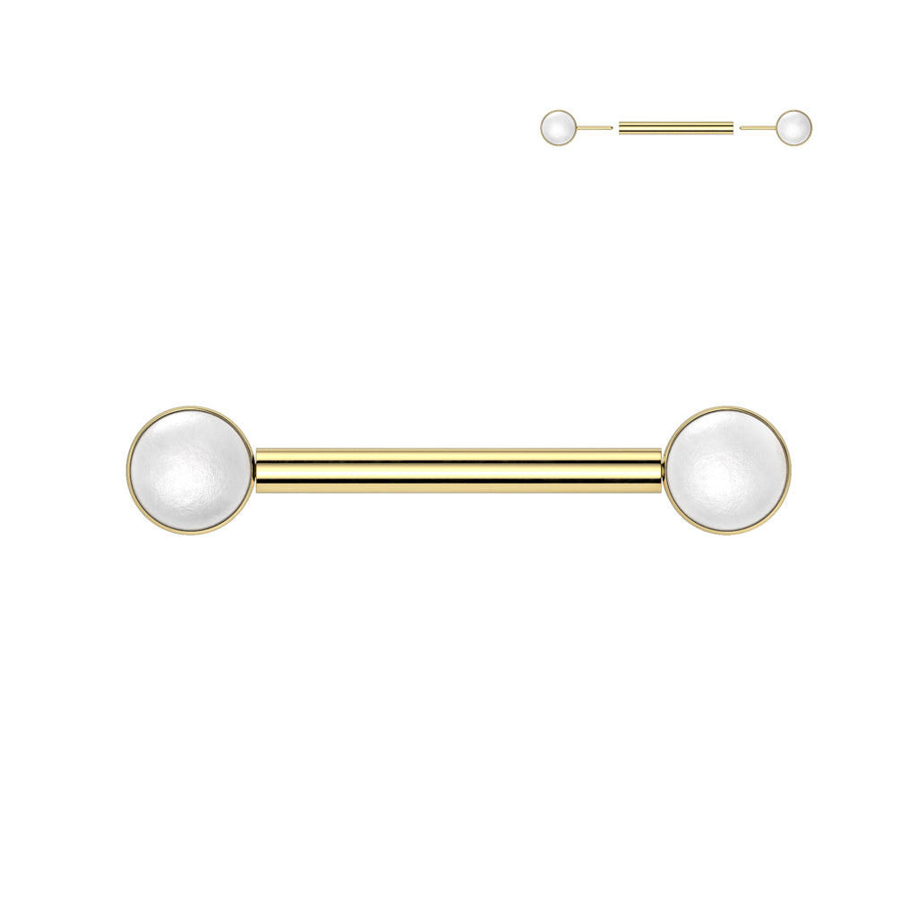 Pearl Nipple Ring, Threadless Push-in Titanium Nipple Piericing Barbells, Gold Silver 14g Nipple Barbell Jewelry