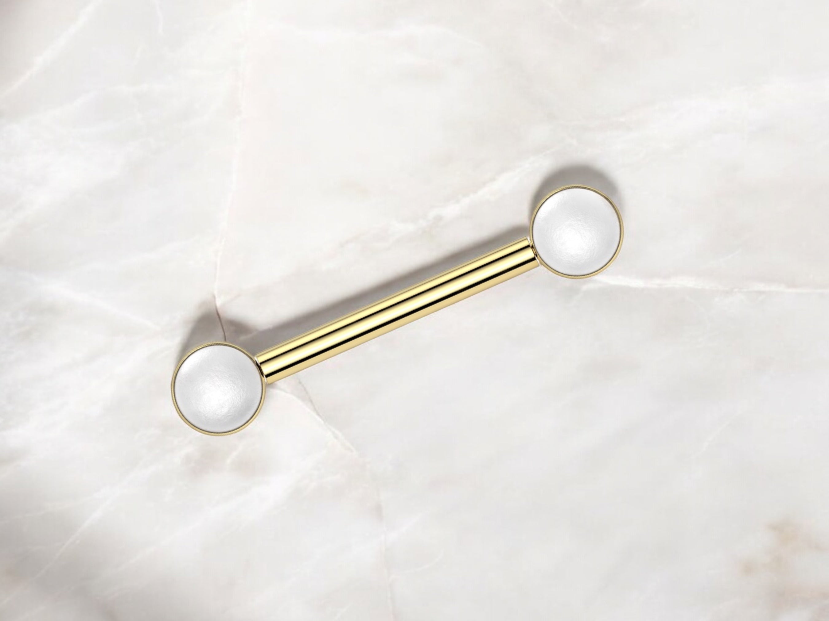 Pearl Nipple Ring, Threadless Push-in Titanium Nipple Piericing Barbells, Gold Silver 14g Nipple Barbell Jewelry