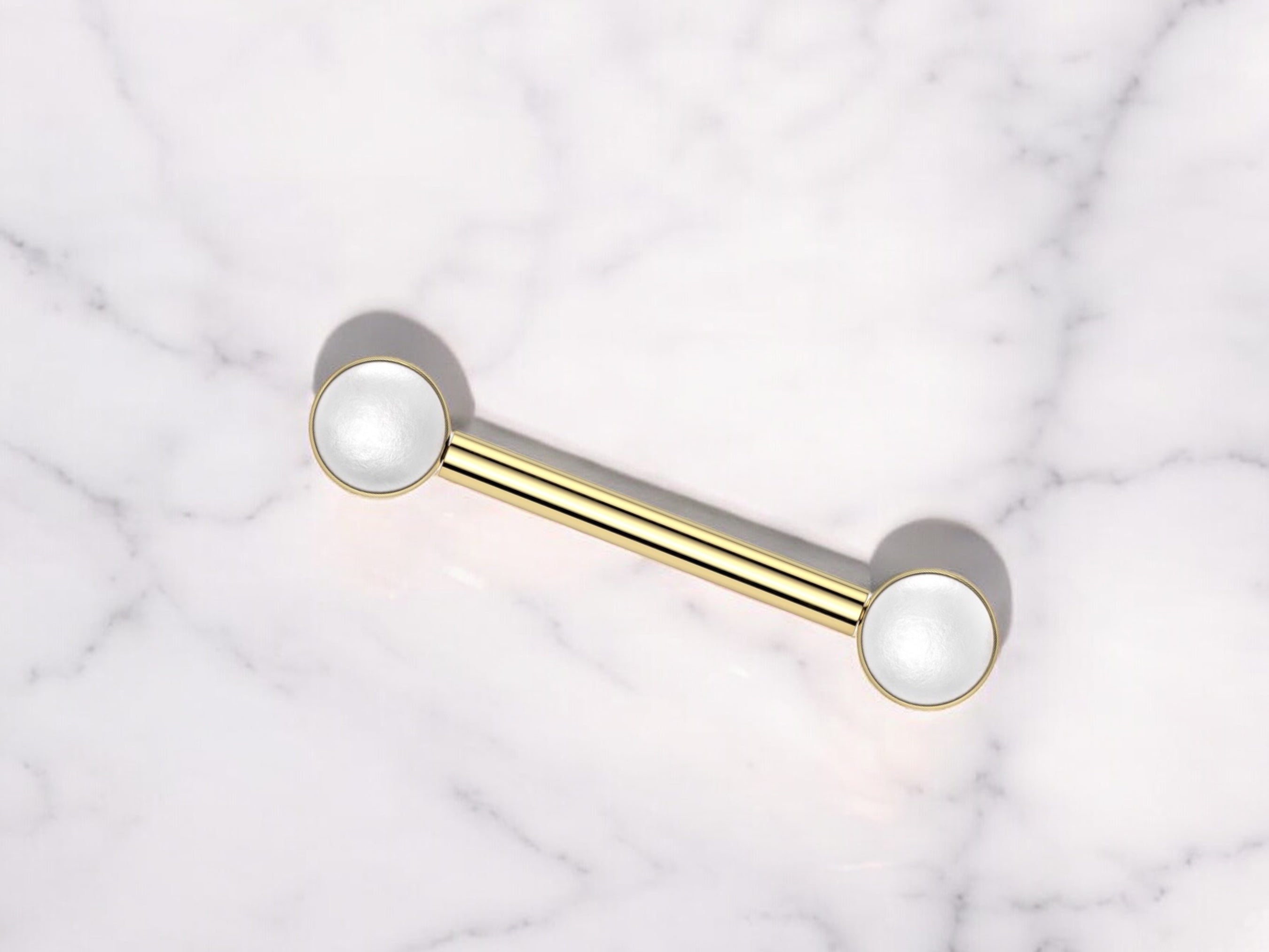 Pearl Nipple Ring, Threadless Push-in Titanium Nipple Piericing Barbells, Gold Silver 14g Nipple Barbell Jewelry