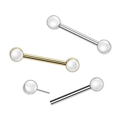 Pearl Nipple Ring, Threadless Push-in Titanium Nipple Piericing Barbells, Gold Silver 14g Nipple Barbell Jewelry