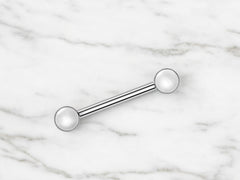 Pearl Nipple Ring, Threadless Push-in Titanium Nipple Piericing Barbells, Gold Silver 14g Nipple Barbell Jewelry