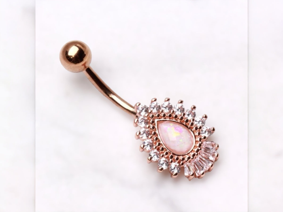 Rose Gold Victorian Style Belly Button Ring Piercing Jewelry