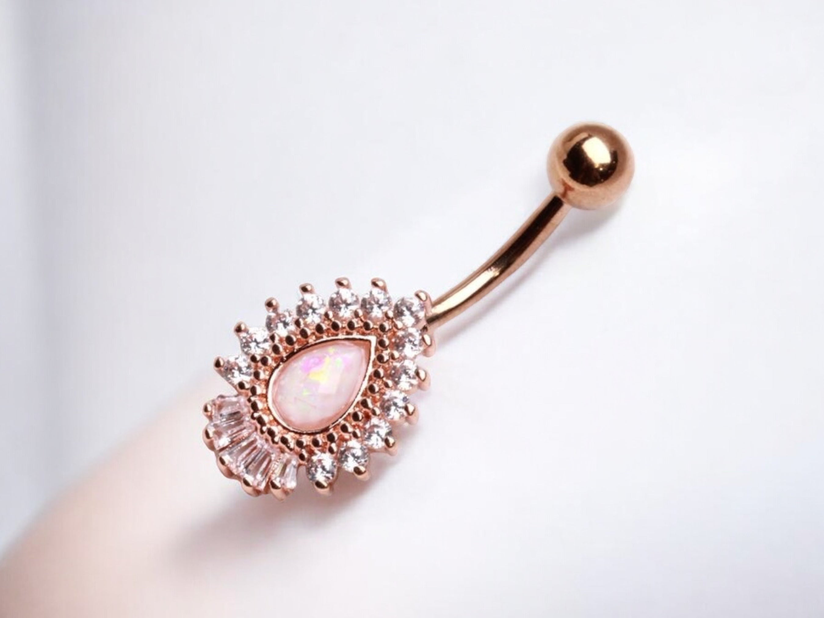 Rose Gold Victorian Style Belly Button Ring Piercing Jewelry