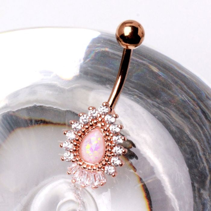 Rose Gold Victorian Style Belly Button Ring Piercing Jewelry