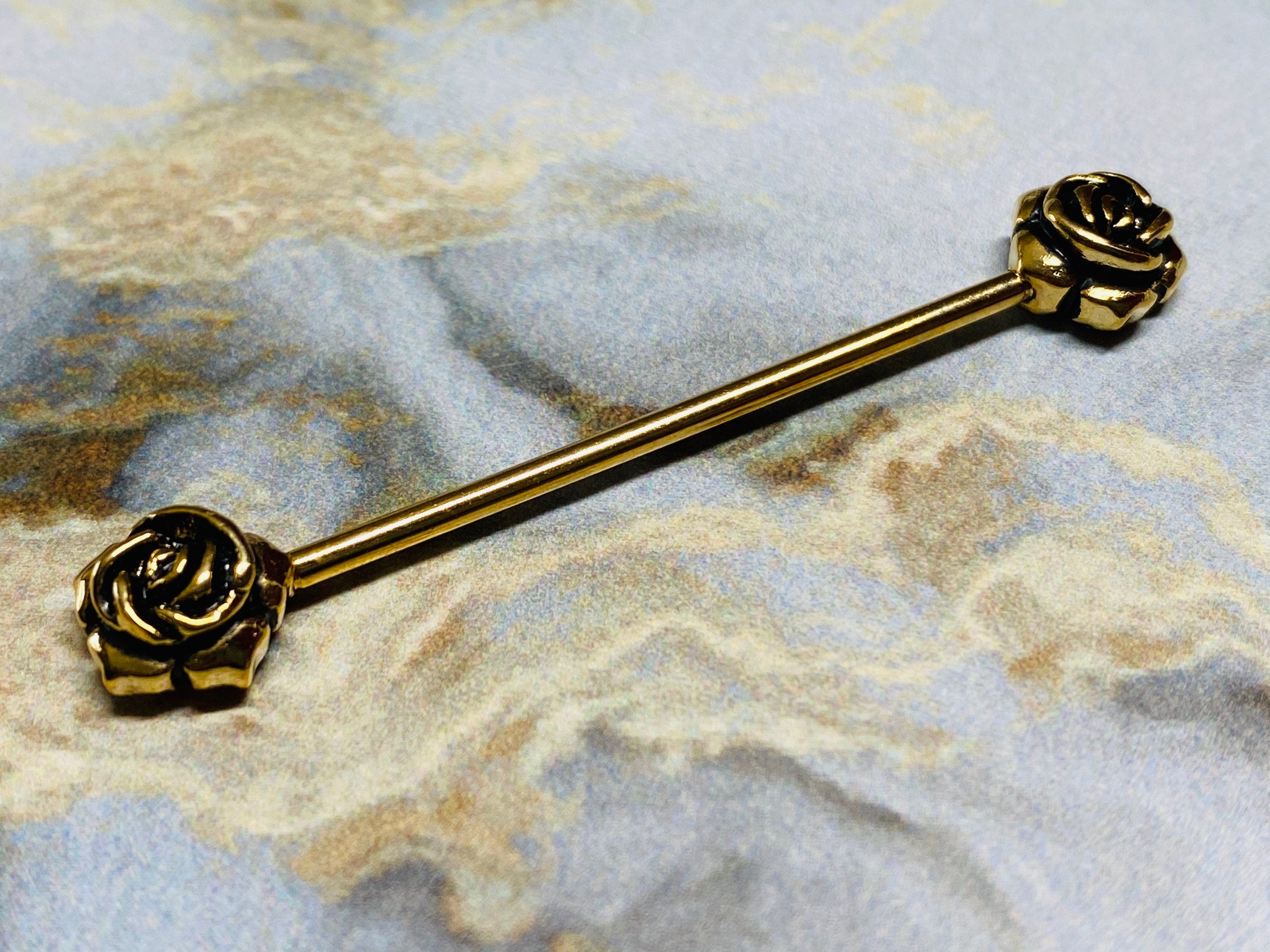 14G Plain Rose Industrial Barbell. Industrial Bar. Industrial Piercing. Industrial Jewelry