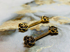 A set of Sparkling Gold Rose Nipple Barbell