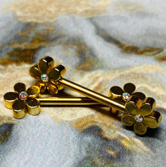 A set of Grand Plumeria Flower Nipple Barbell