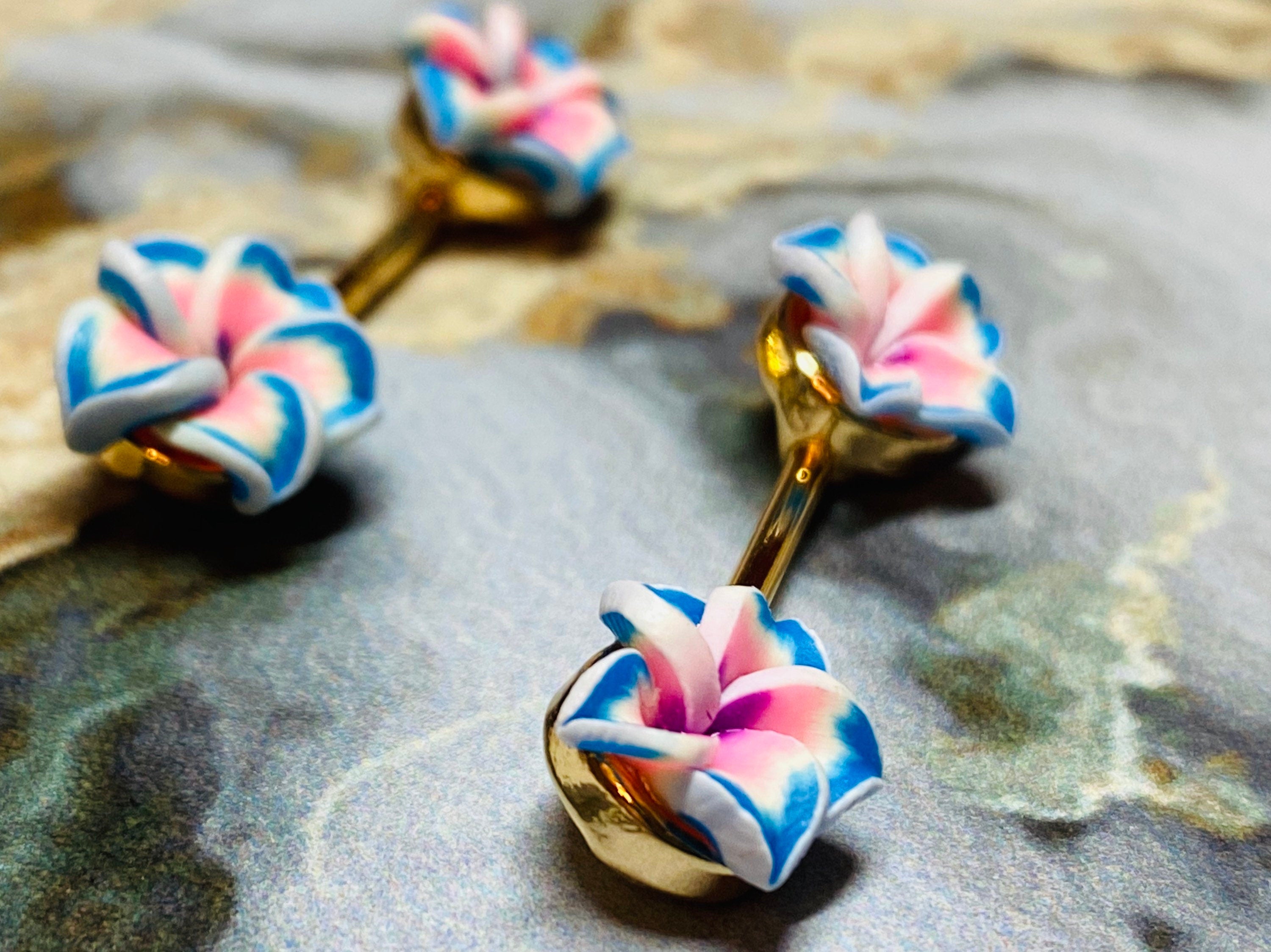 A set of Hawaiian Plumeria Flower Nipple Barbell