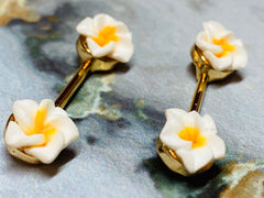 A set of Spring Plumeria Flowers Nipple Barbell