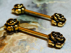 A set of Vintage Rose Nipple Barbell