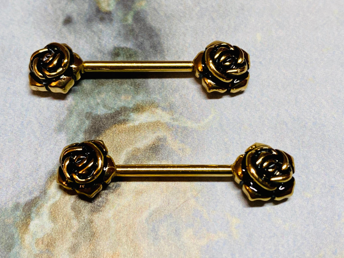 A set of Vintage Rose Nipple Barbell