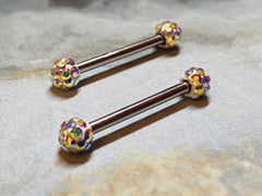 A set of Multi Sparkling Gems Nipple Barbell Ring. Nipple Piercings. Nipple Jewelry