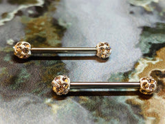 A set of Multi Gems Sprinkle Dot Nipple Barbell Ring. Nipple Piercings. Nipple Jewelry