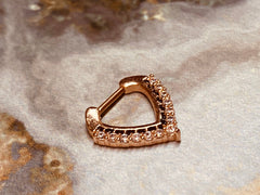 16G Rose Gold Chevron Shaped Gems Paved Septum Clicker. Septum Piercing. Septum ring. Septum Jewelry.