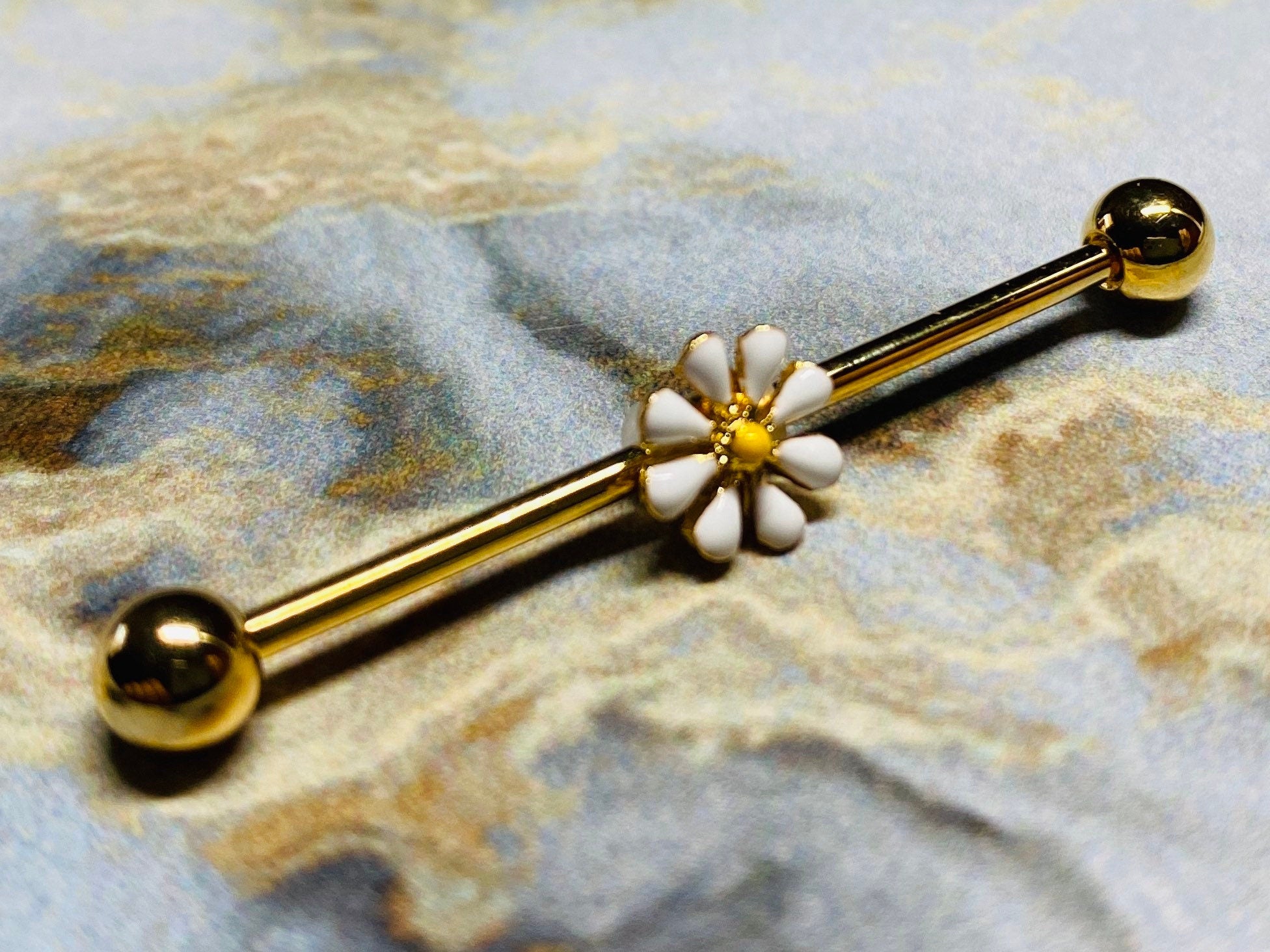 14G Daisy Industrial Barbell. Industrial Bar. Industrial Piercing.