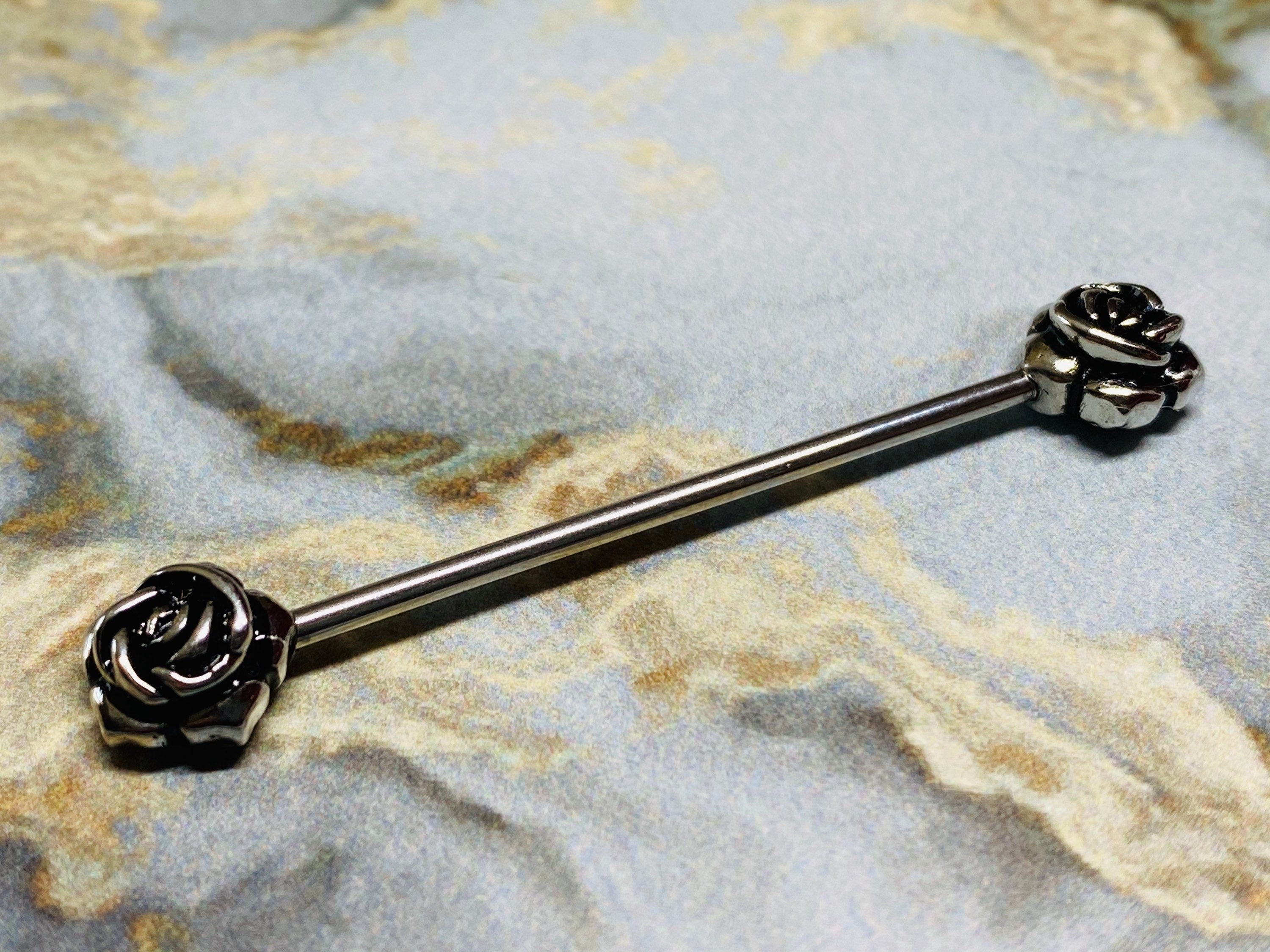 14G Plain Rose Industrial Barbell. Industrial Bar. Industrial Piercing. Industrial Jewelry