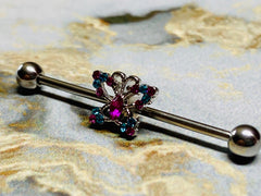 14G Sparkling Butterfly Industrial Barbell. Industrial Piercing. Industrial Bar.