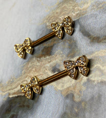 A set of Dainty Bow Tie Nipple Barbell