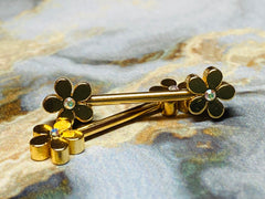 A set of Grand Plumeria Flower Nipple Barbell