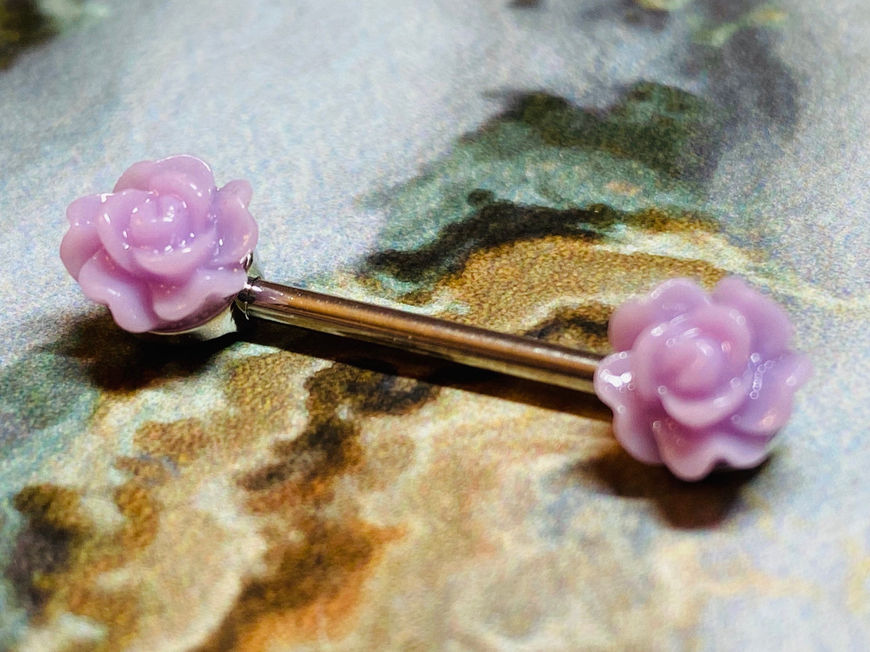 A Set of Acrylic Rose Nipple Barbell, Nipple Jewelry, Nipple Piercing