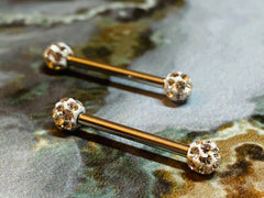 A set of Multi Gems Sprinkle Dot Nipple Barbell Ring. Nipple Piercings. Nipple Jewelry