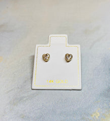 14K Real Gold Dainty Heart Shape Screw Back Stud Earrings. 14K Gold. 14K Gold Jewelry.