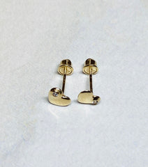 14K Real Gold Dainty Heart Shape Screw Back Earrings. 14K Gold. 14K Gold Earrings.