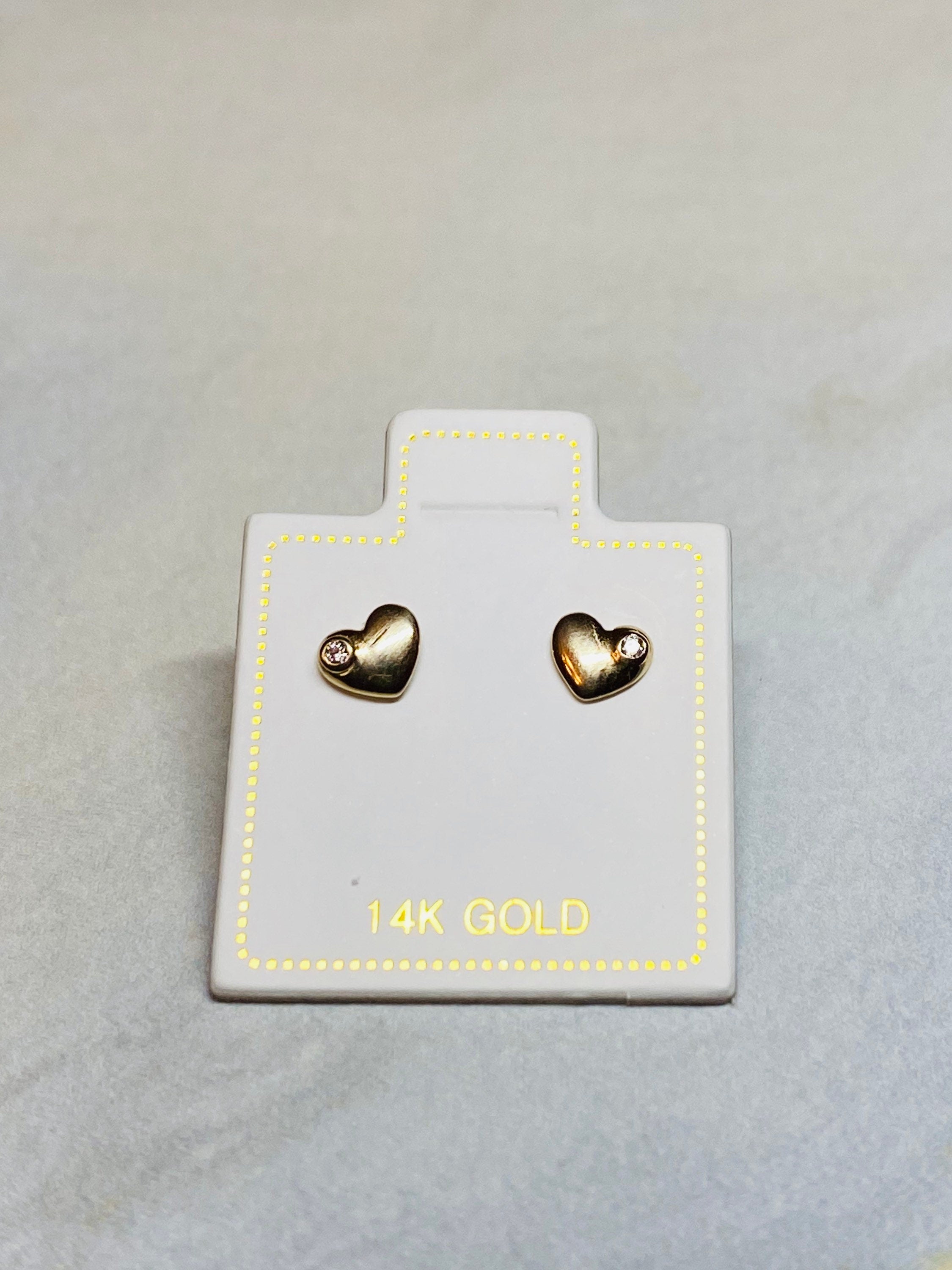 14K Real Gold Dainty Heart Shape Screw Back Earrings. 14K Gold. 14K Gold Earrings.