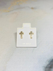 14K Real Gold Dainty Cross Earrings. 14K Gold. 14K Gold Earrings.