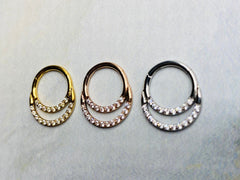 16G High Quality Precision Set Hinged Double Line CZs Septum Rings. Septum Piercings. Septum Jewelry. Septum Ring. Septum Clicker.