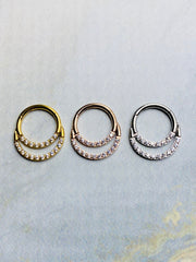 16G High Quality Precision Set Hinged Double Line CZs Septum Rings. Septum Piercings. Septum Jewelry. Septum Ring. Septum Clicker.