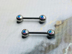 14G Front Facing Crystals Nipple Barbells. Nipple Rings. Nipple Piercings. Nipple Jewelry.