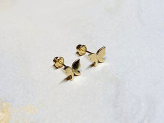 14K Real Gold High Polished Plain Butterly Screw Back Earrings. 14K Gold. 14K Gold Earrings.