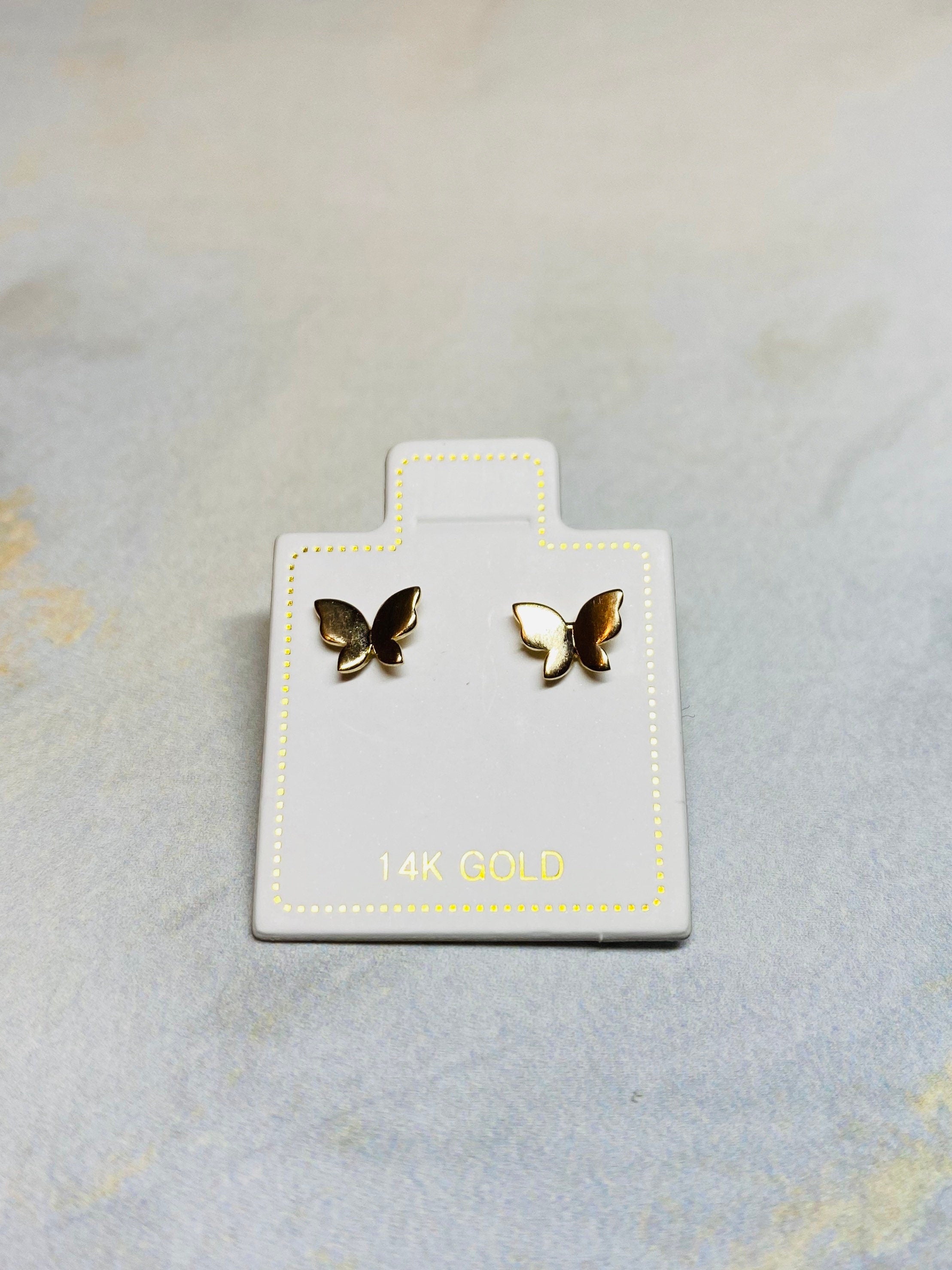 14K Real Gold High Polished Plain Butterly Screw Back Earrings. 14K Gold. 14K Gold Earrings.