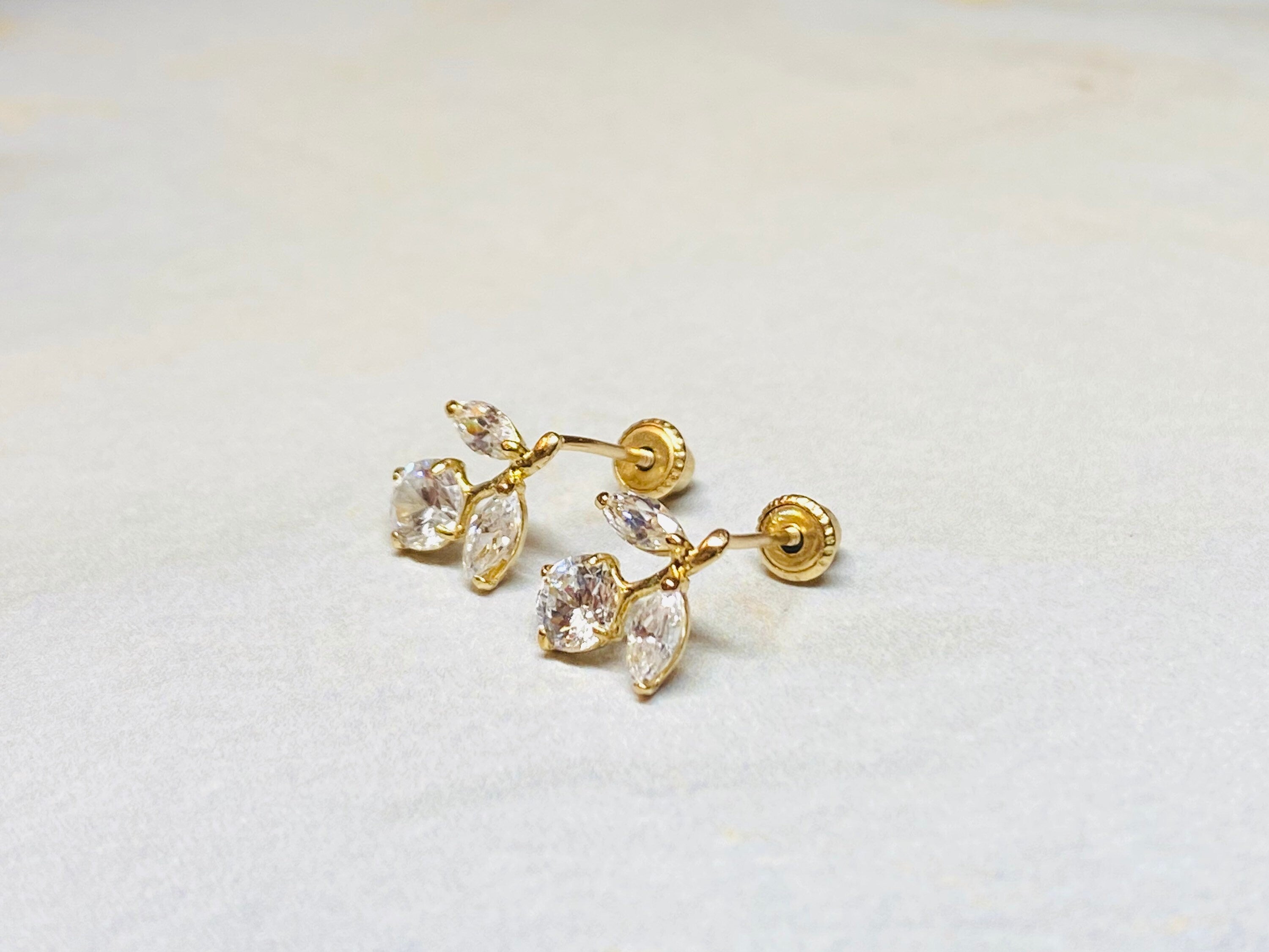 14K Real Gold Cherry Screw Back Earrings.