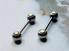 14G Front Facing Crystals Nipple Barbells. Nipple Rings. Nipple Piercings. Nipple Jewelry.