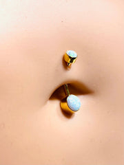 14G Internally Threaded White Opal Belly Button Ring. Belly Ring. Navel Ring. Belly Piercing. Jewelry for Woman.