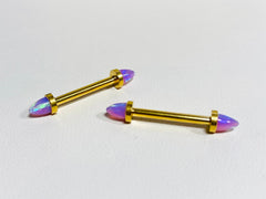 Internally Threaded Pink Opal Nipple Barbell Jewelry for Woman. Nipple Piercings. Nipple Rings. Nipple Jewelry