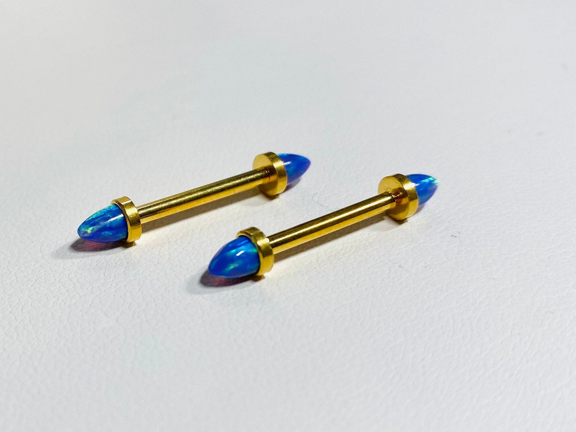 Internally Threaded Blue Opal Nipple Barbell Jewelry for Woman. Nipple Piercings. Nipple Rings. Nipple Jewelry