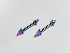 14G Internally Threaded Silver Pink Opal Nipple Barbells. Nipple Piercings. Nipple Rings. Nipple Jewelry