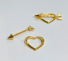 14G Gold Cupid Heart Nipple Shield Barbells. Nipple Piercings. Nipple Jewelry. Nipple Rings.