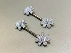 14G Flower Nipple Barbell. Nipple Piercings. Nipple Rings. Nipple Jewlery