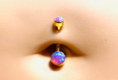 14G Internally Threaded Pink Opal Belly Button Ring. Belly Ring. Navel Ring. Belly Piercing.