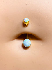 14G Internally Threaded White Opal Belly Button Ring. Belly Ring. Navel Ring. Belly Piercing. Jewelry for Woman.