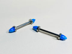 14G Implant Grade Titanium Internally Threaded  Blue Opal Ends Nipple Barbell. Nipple Piercings. Nipple Rings. Nipple Jewelry.