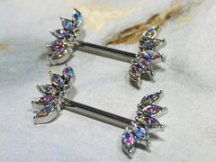 14G Sparkling Marquise Crystals Ends Nipple Barbells. Nipple Rings. Nipple Piercings. Nipple Jewelry.