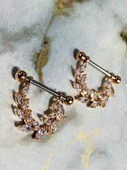 14G Rose Gold Clear Sparkling Marquise Stones Vine Nipple Barbell. Nipple Piercings. Nipple Jewelry. Nipple Rings