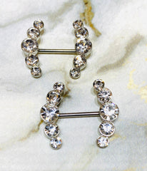 14G Sparkling Clear Round Crystal Ends Nipple Barbells. Nipple Piercings. Nipple Rings. Nipple Jewelry