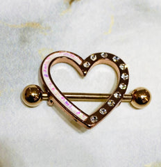 14G Rose Gold Illuminating Heart Nipple Shield. Nipple Piercings. Nipple Rings. Nipple Shields. Nipple Jewelry